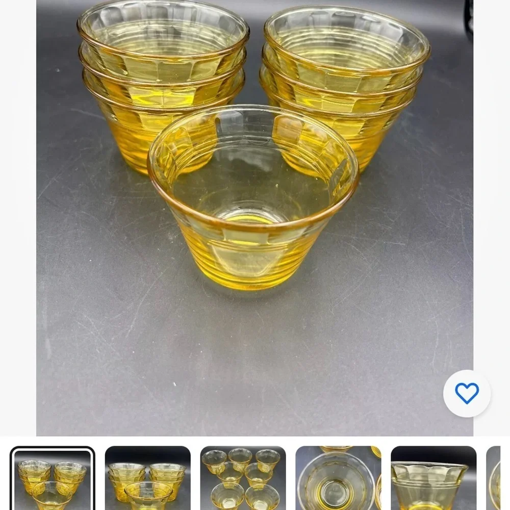 Vintage Amber yellow Pudding Cups marked Mexico